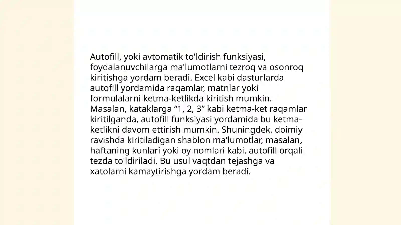 Excel dasturida avtotoʻldirishlar va avtohisoblashlar 4