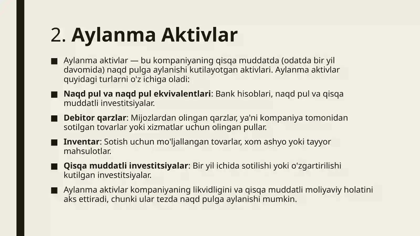 Moddiyvaaylanmaaktivlar:mohiyati,tarkibi,baholanishi 4