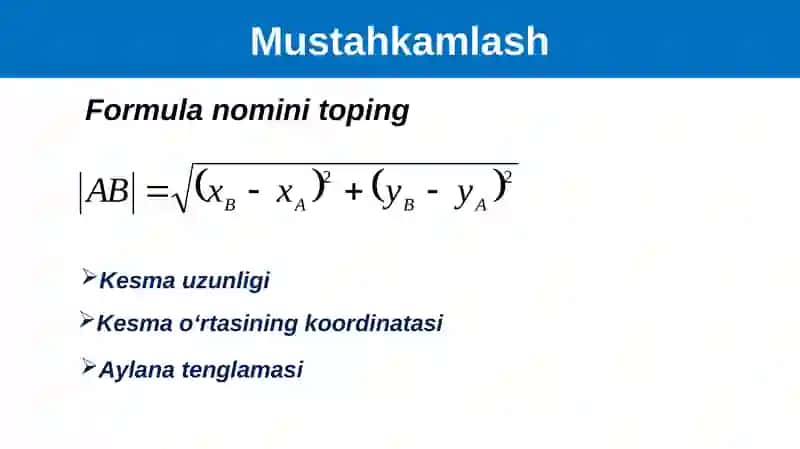 Toʻgʻrichiziqning kesmalardagi tenglamasi 4