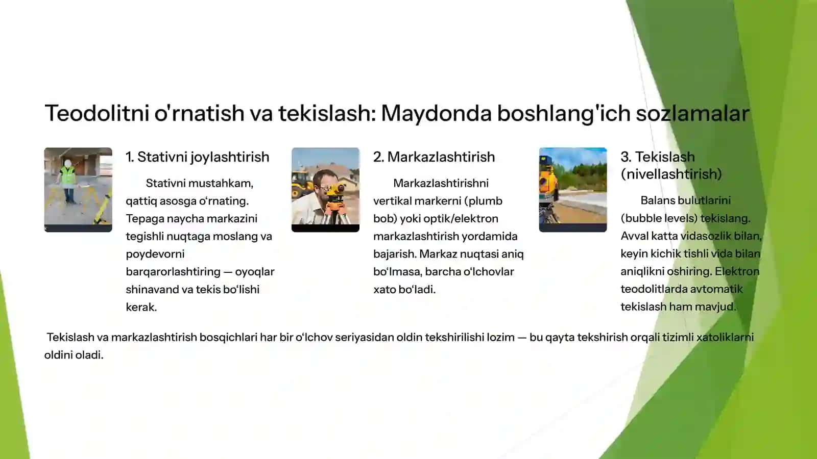 Teodolit yordamida plan tuzish 4