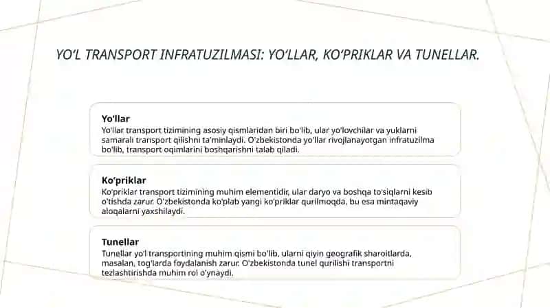 Yoʻl transport tizimining tarkibiy tuzilishi 4