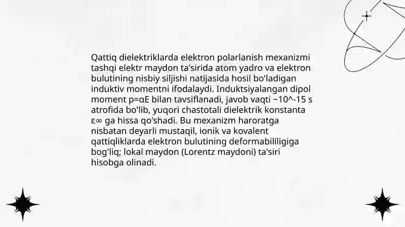 qattiq dielektriklarning qutblanish mexanizmi 4