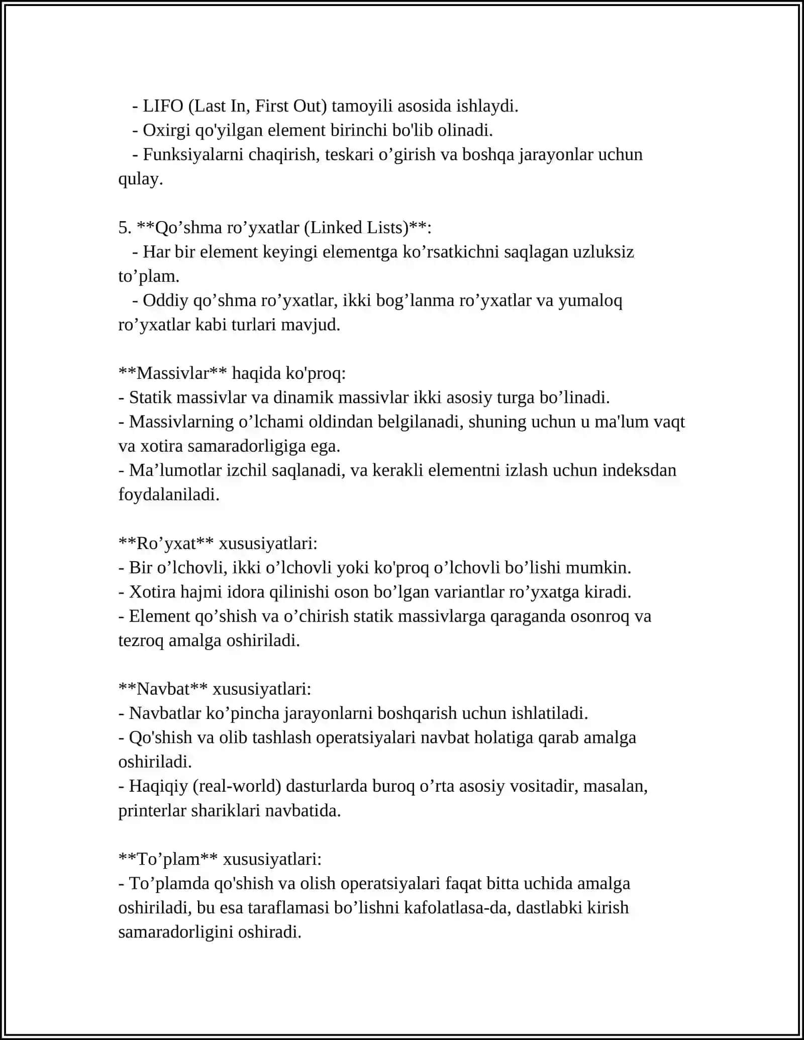 Chiziqli ma'lumotlar tuzilmalari 4
