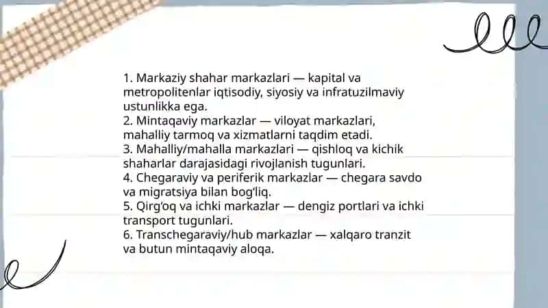 Rivojlanish mazkazlari tasnifi 4