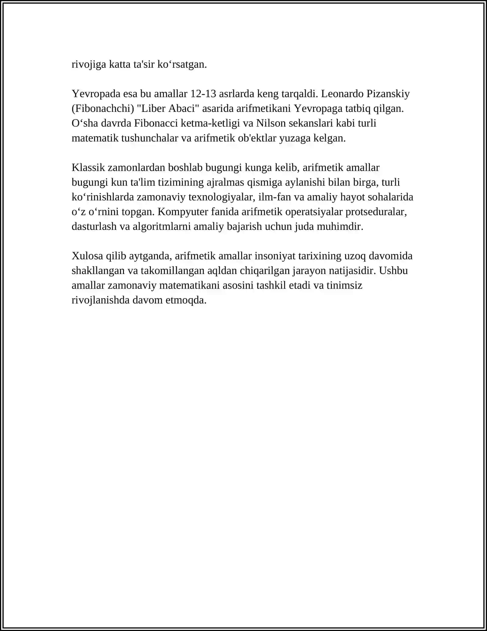 ARIFMETIK AMALLAR MAVZUSIDA TARIXIY MATERIALLARDAN FOYDALANISH 4