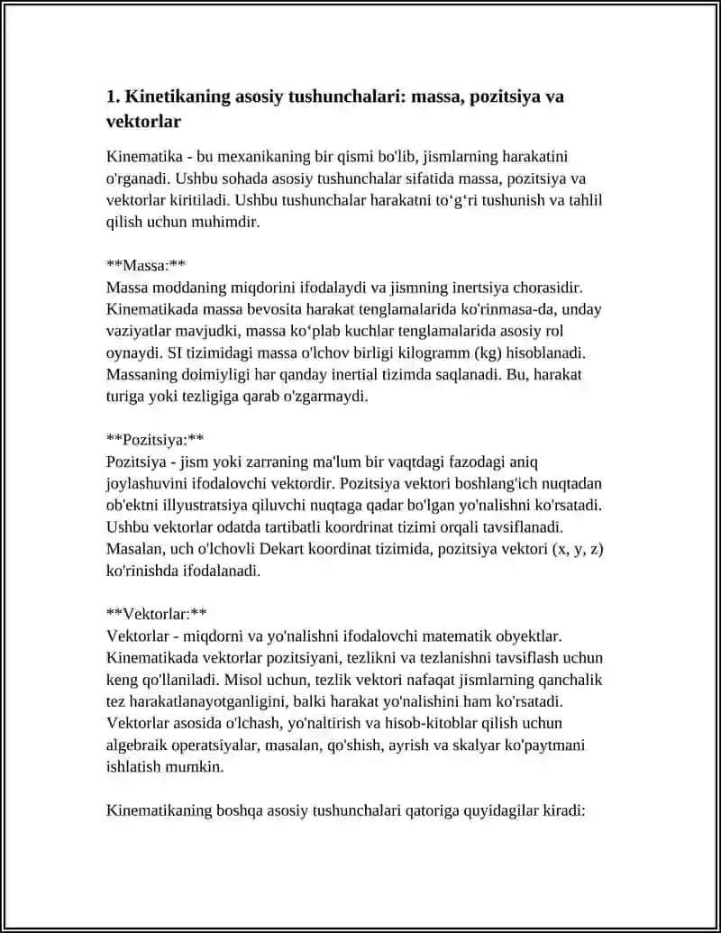 KINETIKANING ASOSIY TUSHUNCHALARI 4