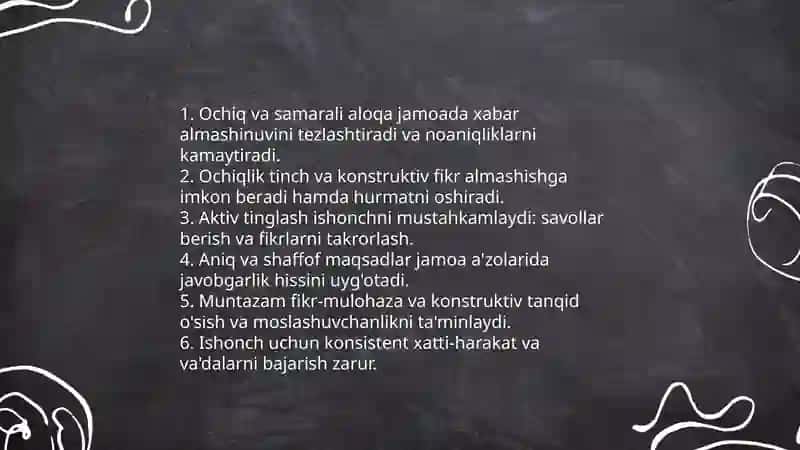 Jamoada ishonch va hamkorlik muhitini shakllantirish 4