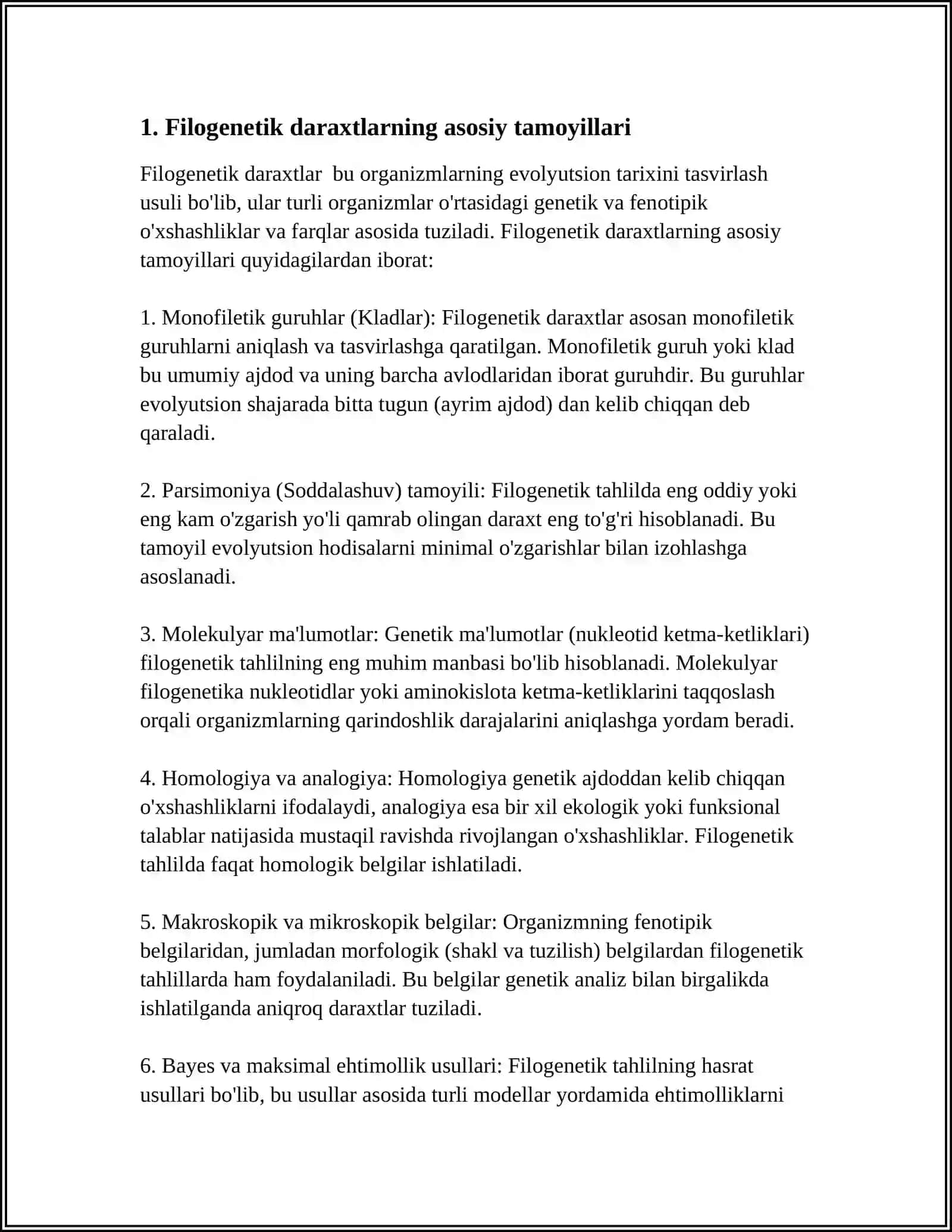Filogenetik Daraxtlarni Tuzish Algoritmlari 4