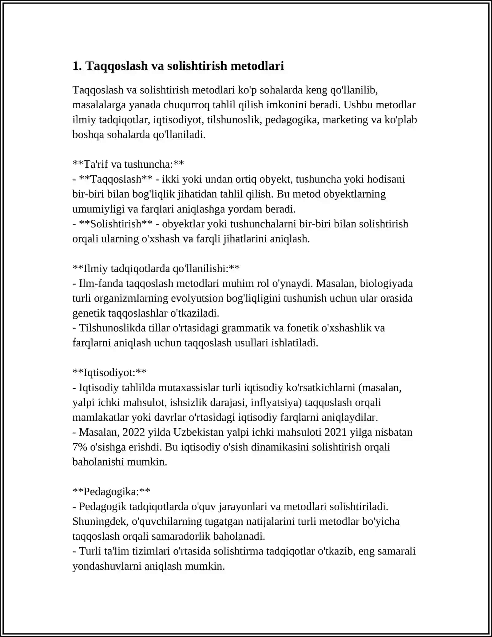 TAQQOSHLASH VA SOLISHTIRISH METODLARI 4