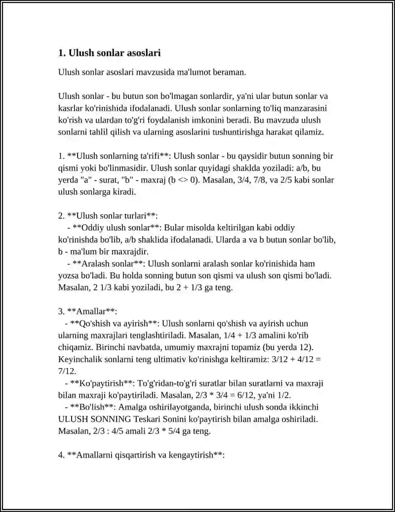 Ulush Sonlar Asoslari 4