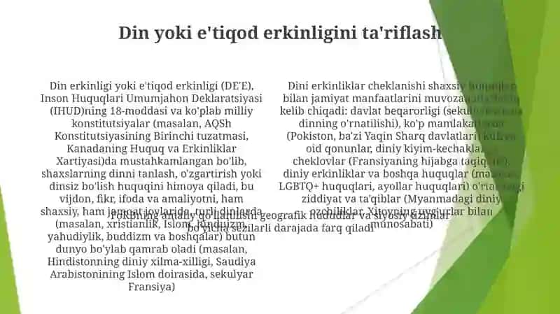 Vijdon va eʼtiqod erkinligining taʼrifi 4