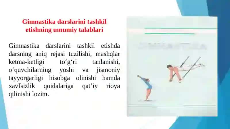 Gimnastikadarslarini tashkil qilish va o‘tkazish ppt 4