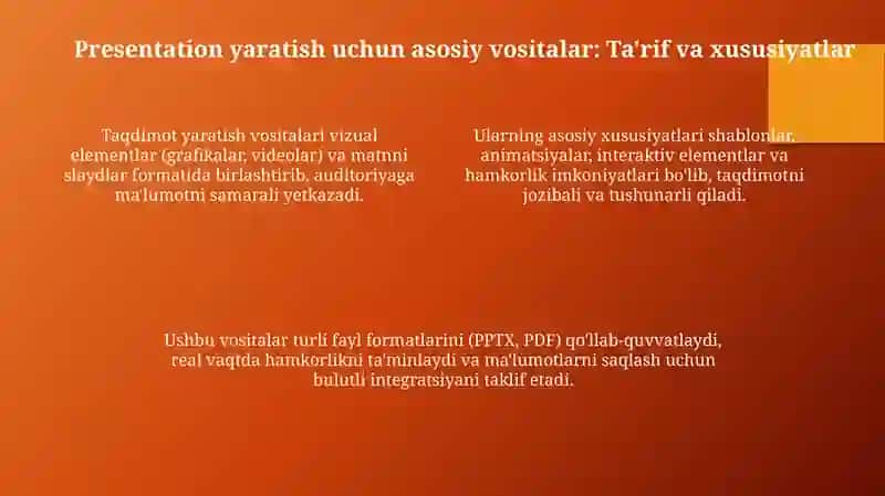 Taqdimotlar yaratish instrumental vositalar 4