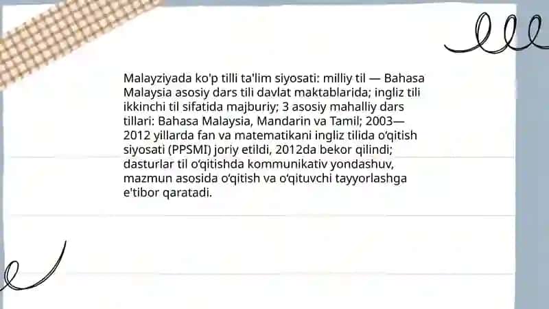 Malayziya ta'lim taraqqiyotining oʻziga xos jihatlari 4