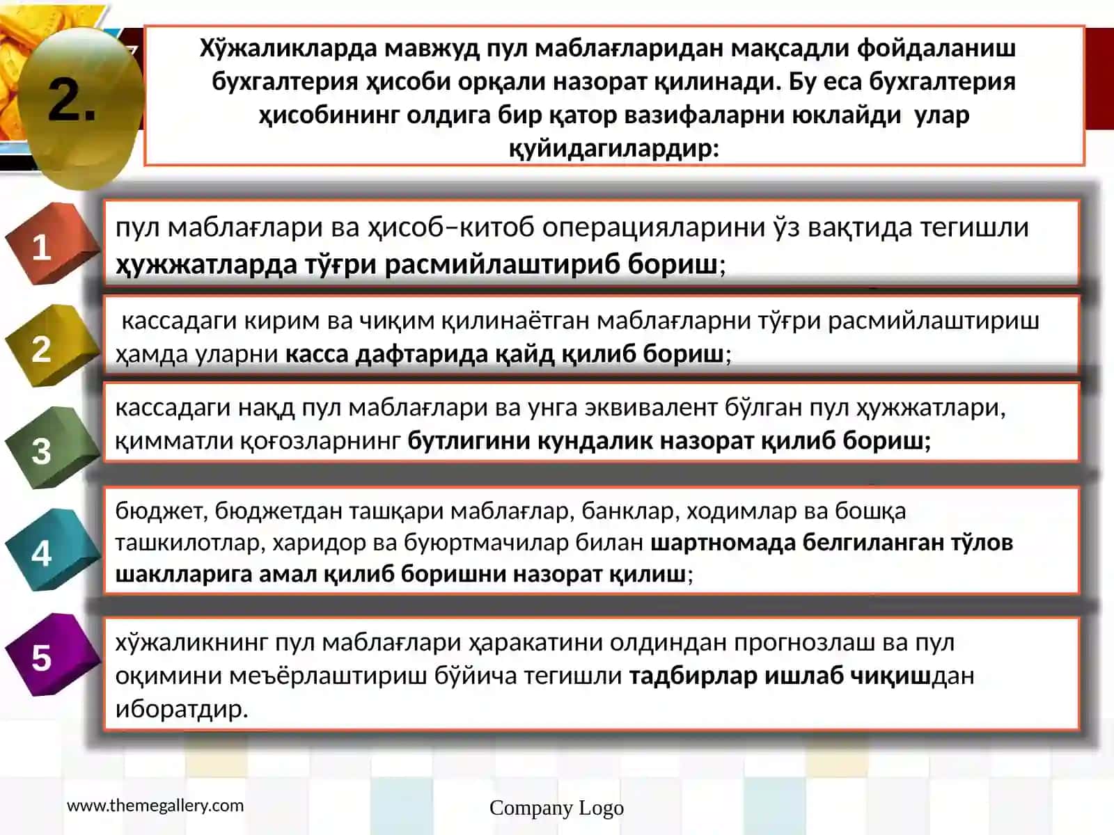 ПУЛМАБЛАҒЛАРИ ВА ҲИСОБ–КИTОБЛАР ҲИСОБИ 4