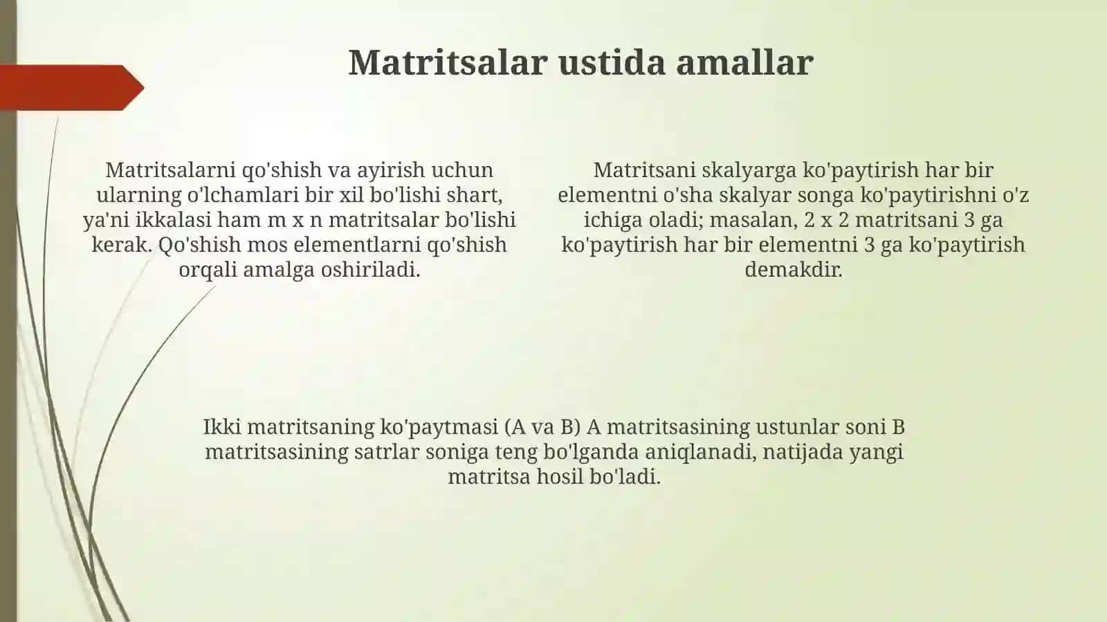 Matritsalar ustida amallar 4