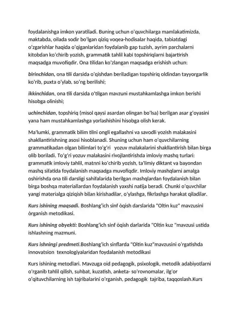 Òqish darslarida "Oltin kuz" mavzusini òrganish. 4