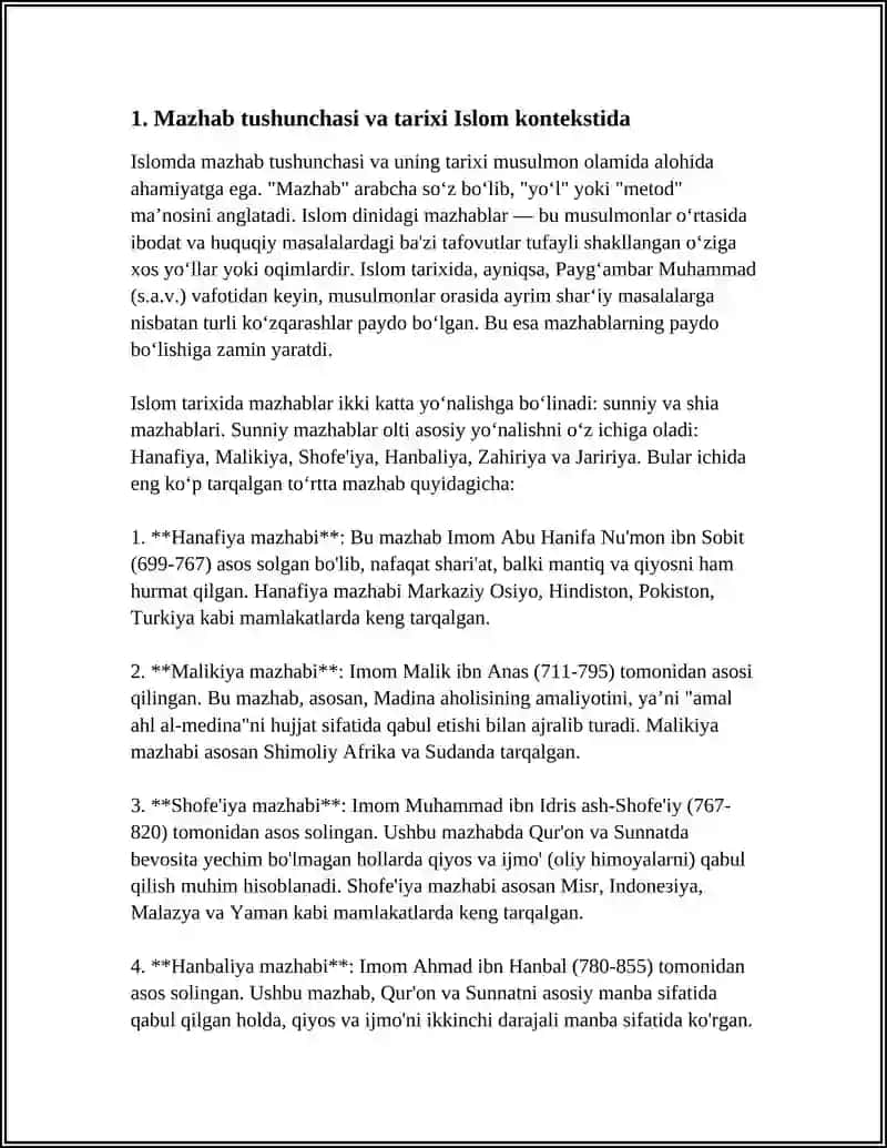 ISLOMDA MAZHABLARNING PAYDO BO’LISHI HAQIDA 4