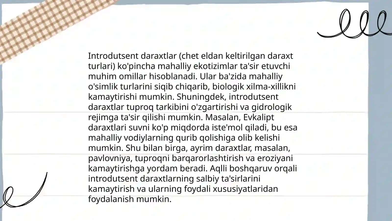 Introdutsent daraxt turlarini oʻrganish 4