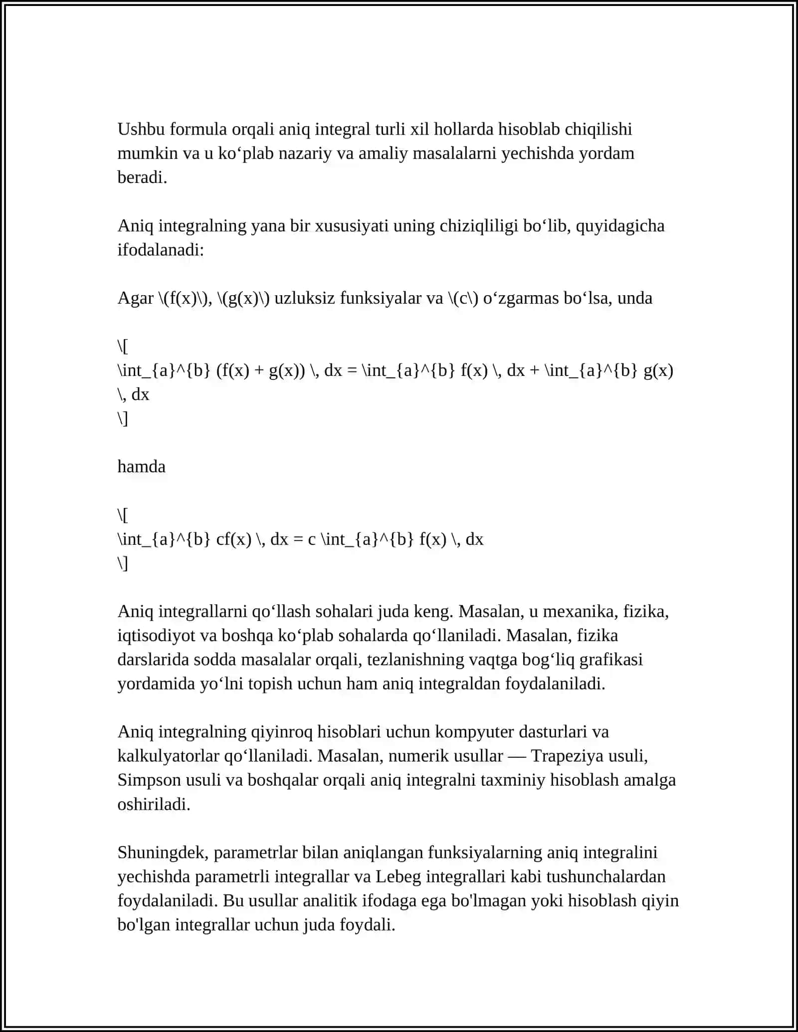 ANIQ INTEGRALNI TAQRIBIY HISOBLASH FORMULALARI 4