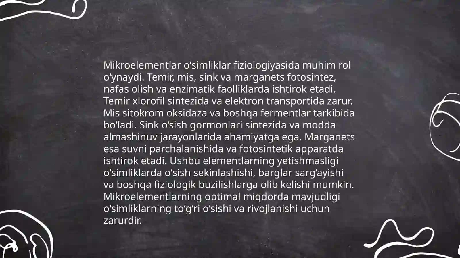 Mikroelementlarning oʻsimlik hayotidagi ahamiyati 4