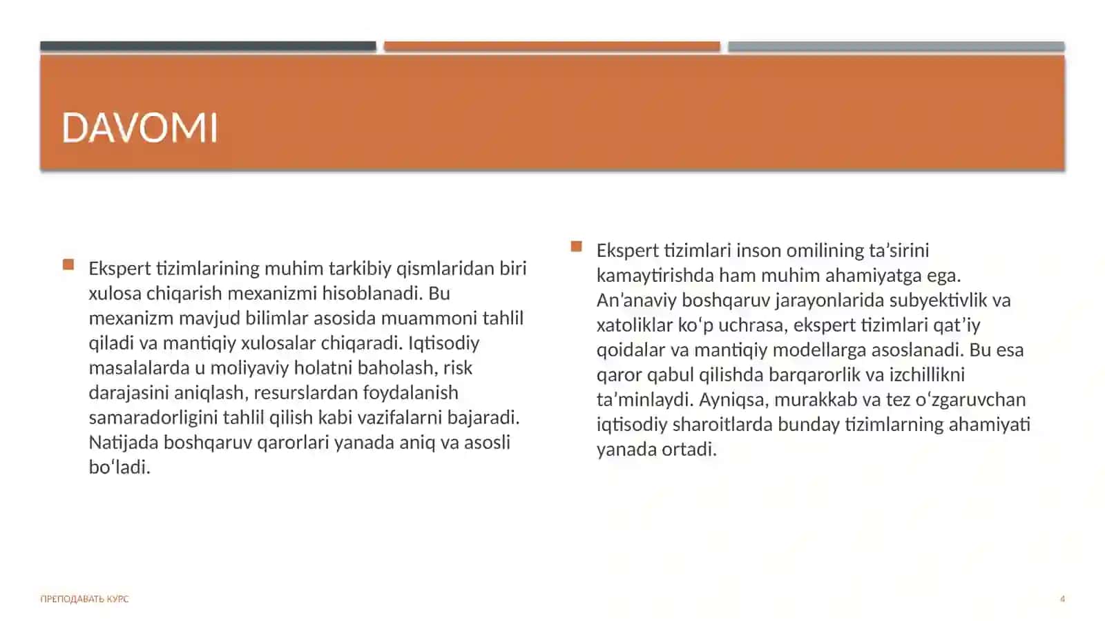 Ekspert tizimlari va ularning kullash muammolari 4