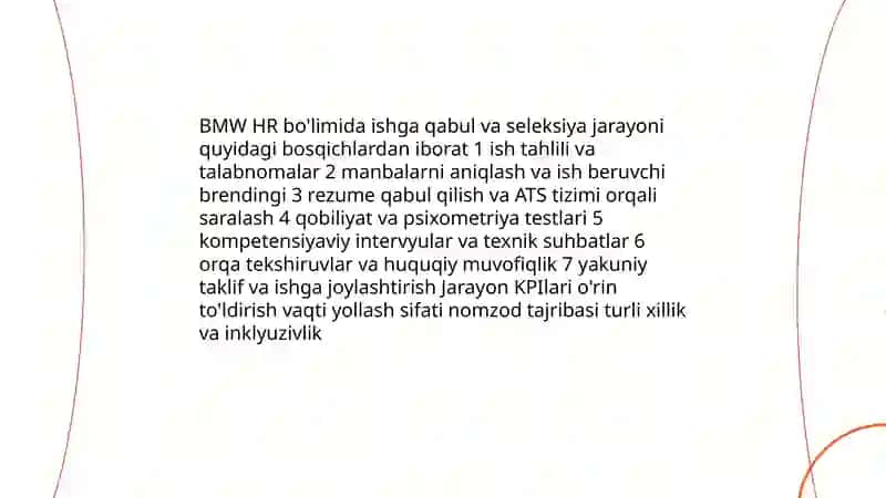BMW avtomobil kompaniyasining HR boʼlimi 4