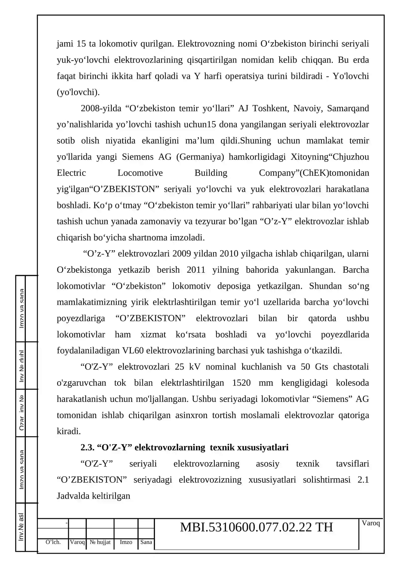 O'zbekiston temir yo'llari AJ lokomotiv parki elektrovozlari 4