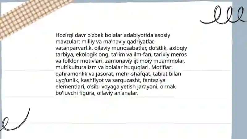 Hozirgi davrdagi o'zbek bolalar adabiyoti 4
