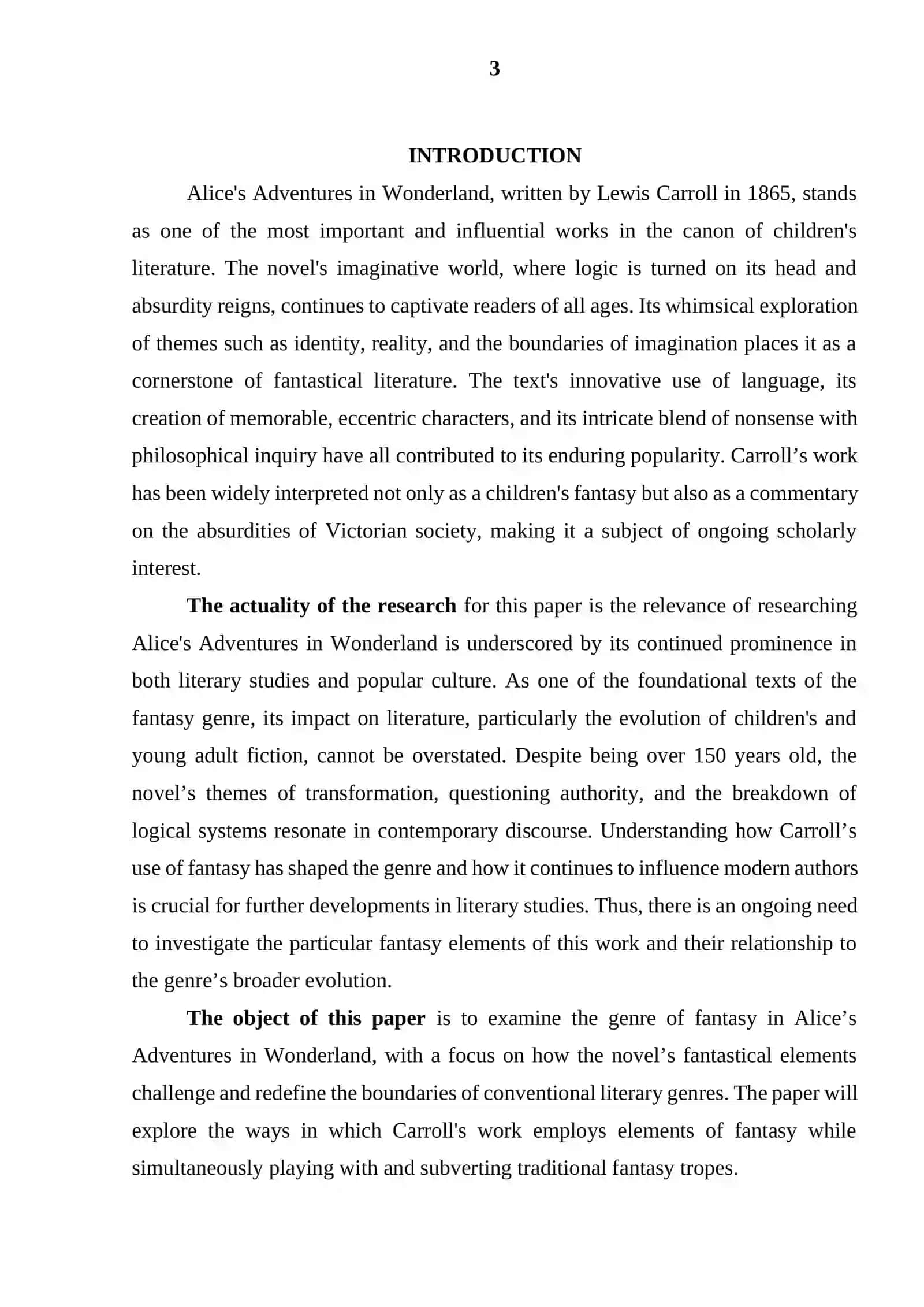 Lewis Carol’s “Alice in Wonderland” Scientific Fiction Analysis 4