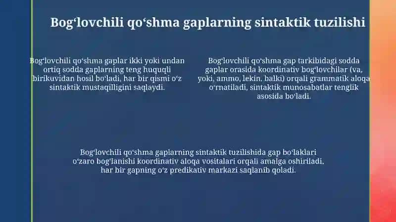 Qoʻshmagap turlari va ularning sintaktik qurilishi 4