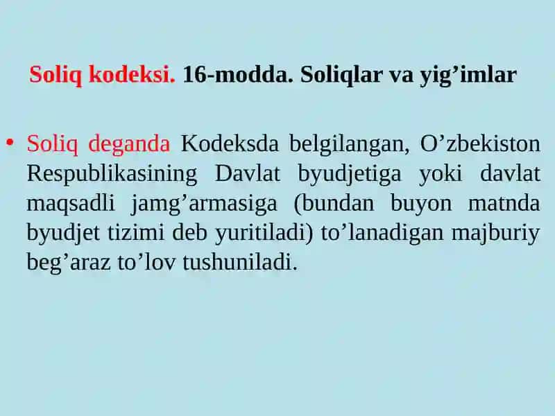 “Soliqlar va Soliqqa Tortish” Faniga Kirish 4