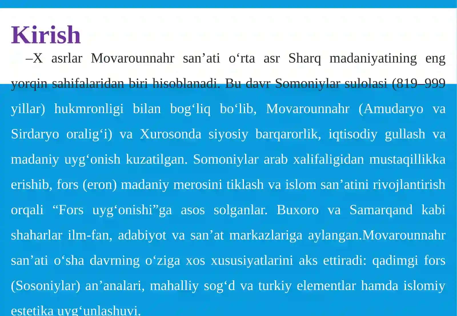 IX–Xasrlar Movarounnahr san’ati 4