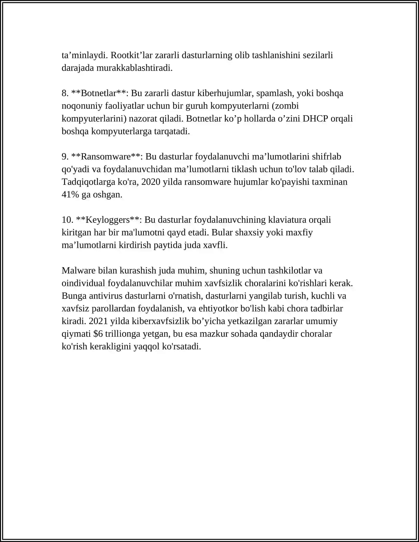 ZARARLI DASTURIY VOSITALARNI KLASSIFIKATSIYA VA XIMOYA USULLARI 4