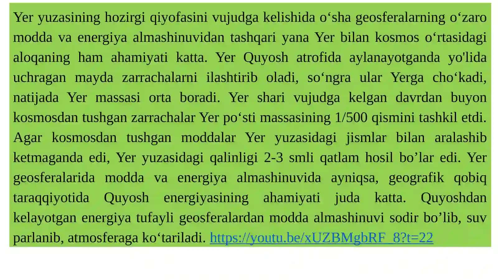PLANETA SIFATIDA YERNING UMUMIY XARAKATERISKASI 4