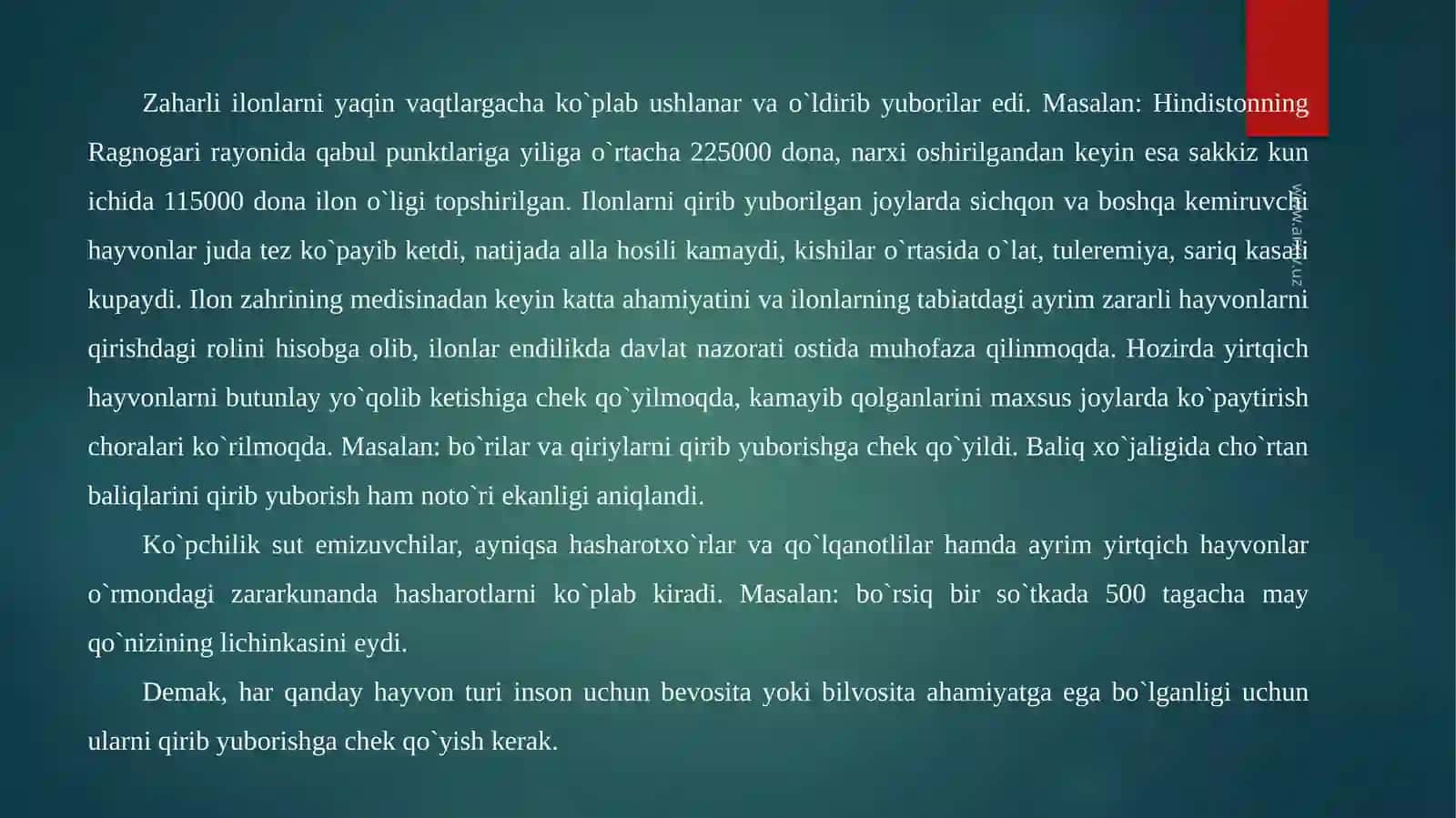 Hayvonlarning biosferadagi ahamiyati 4