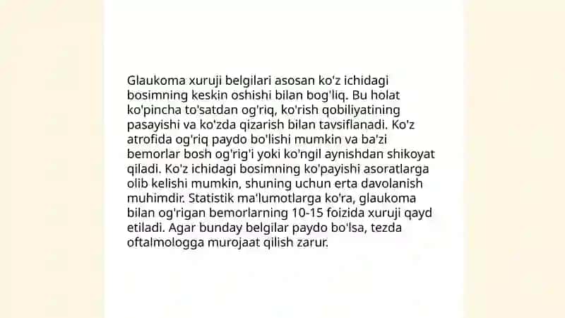 Glaukomaning oʻtkir xuruji 4