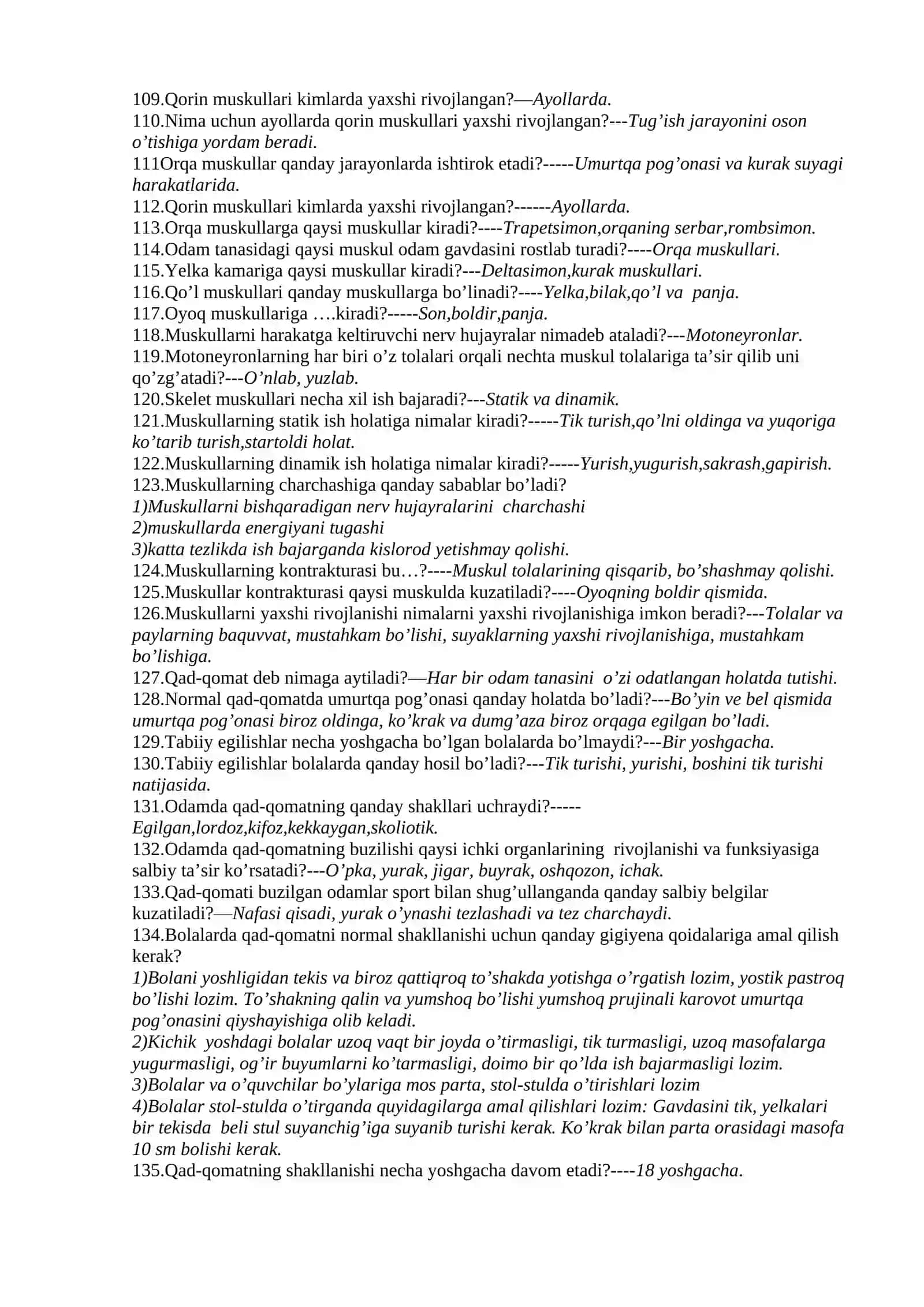 Anatomiya modulidan nazorat savollari 4