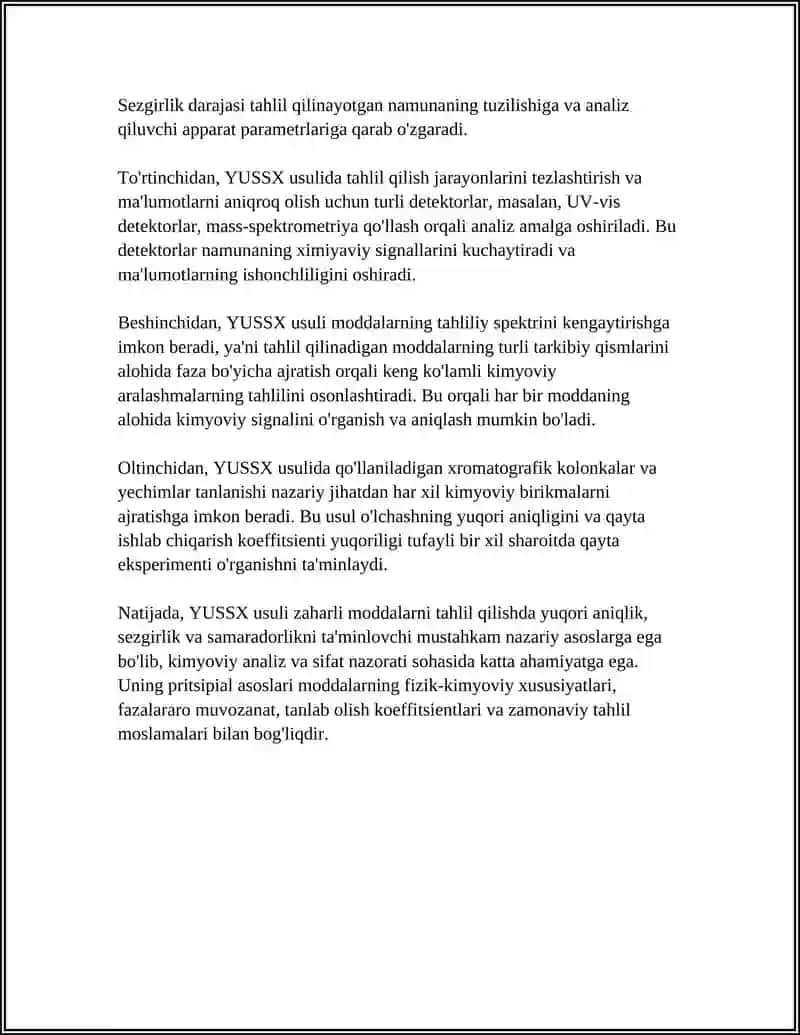 Zaharli moddalar tahlili YUSSX usuli 4