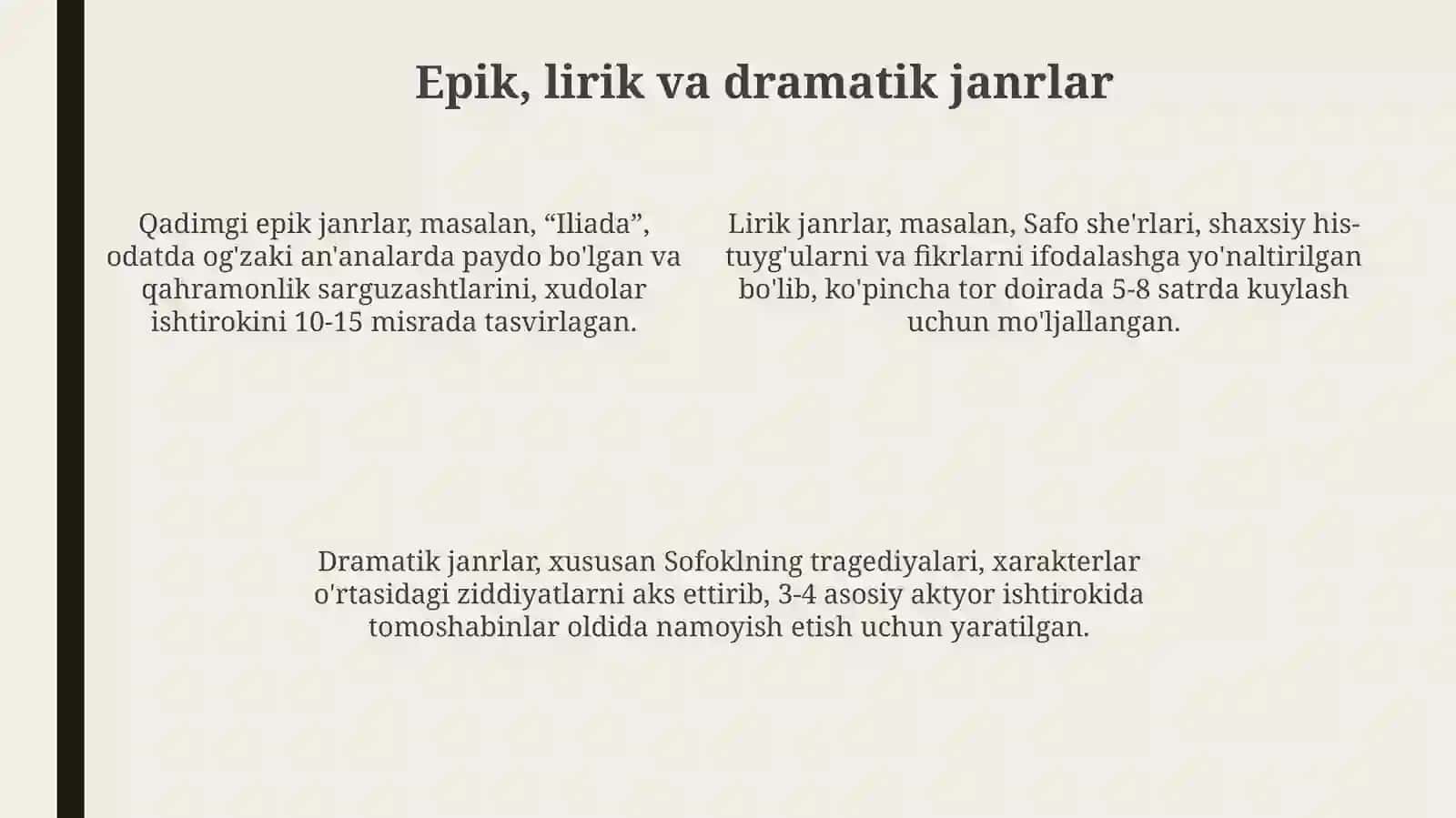 Qadimgi adabiyot janrlar tizimi 4