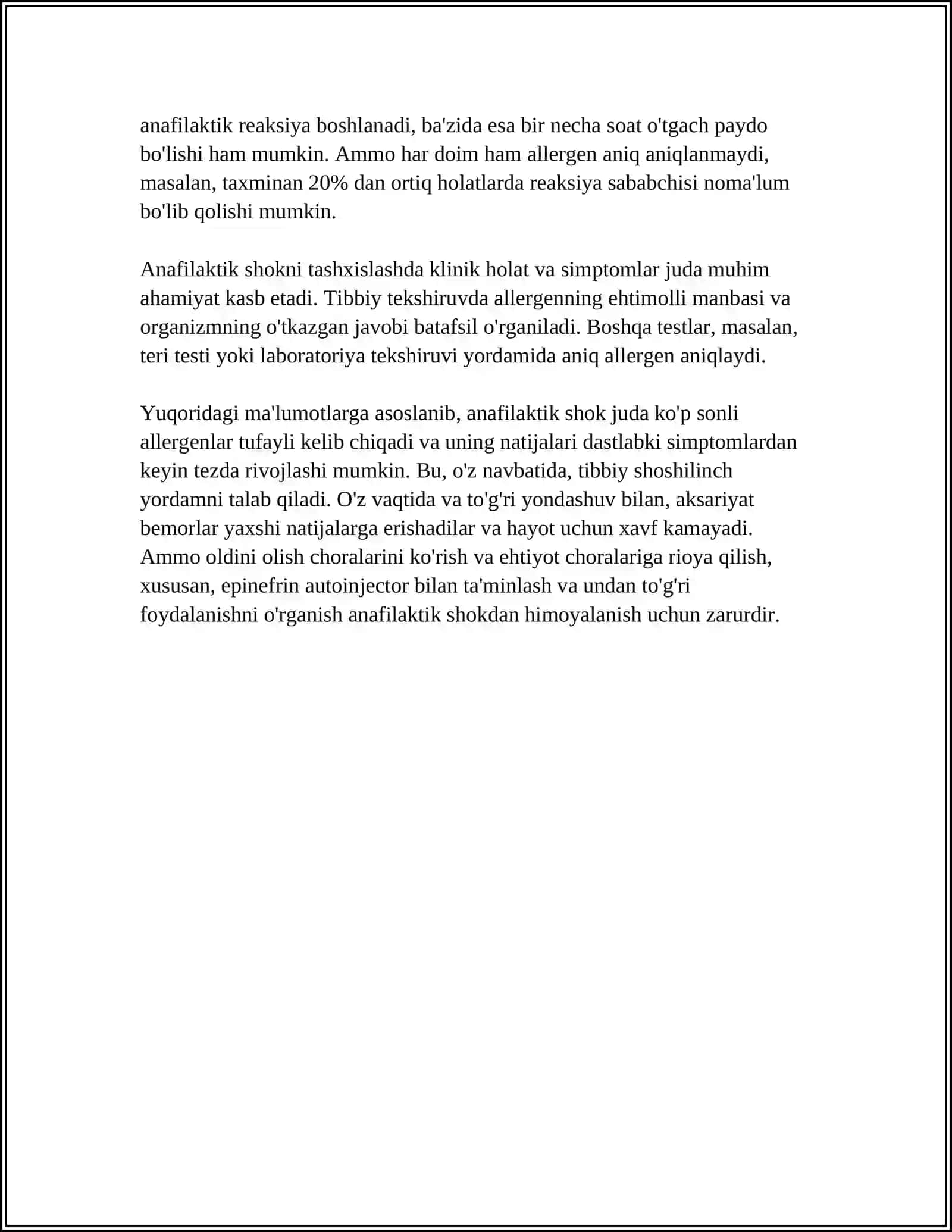 ANAFILAKTIK SHOK VA UNI DAVOLASH 4