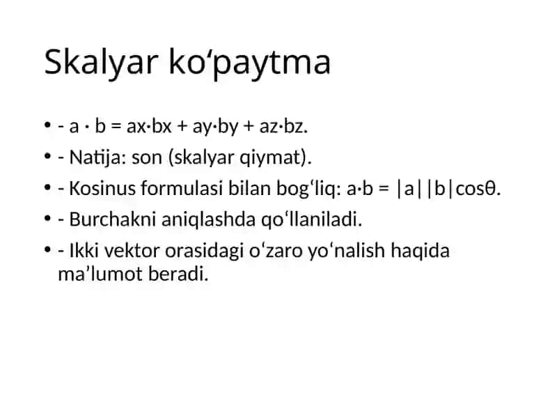 FAZODA VEKTORLAR USTIDA AMALLAR 4