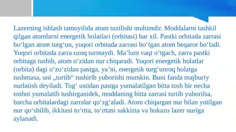 Lazerlarning yaratilish tartibi va bosqichlari 4