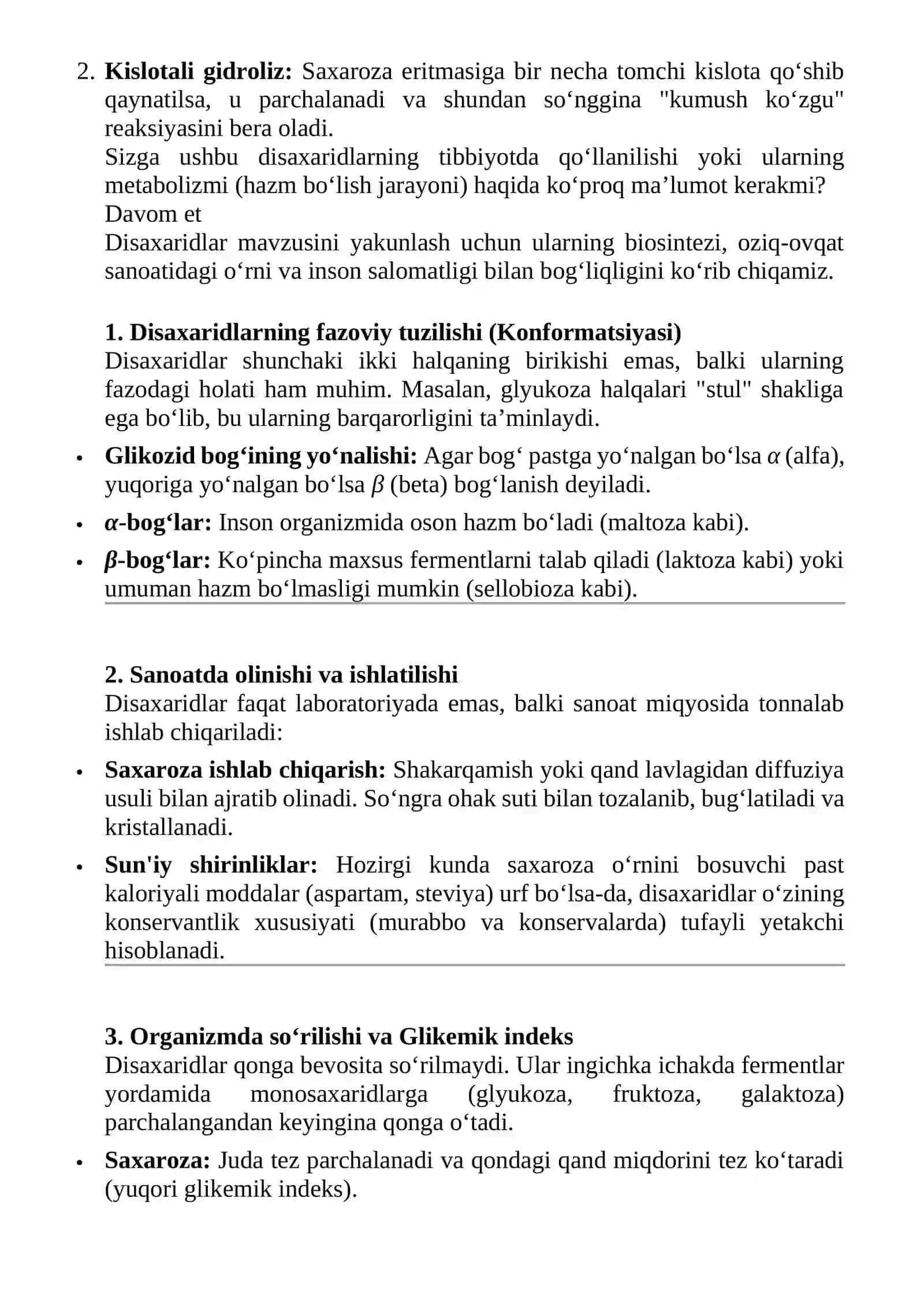 Disaxaridlarning tuzulishi va xossalari 4