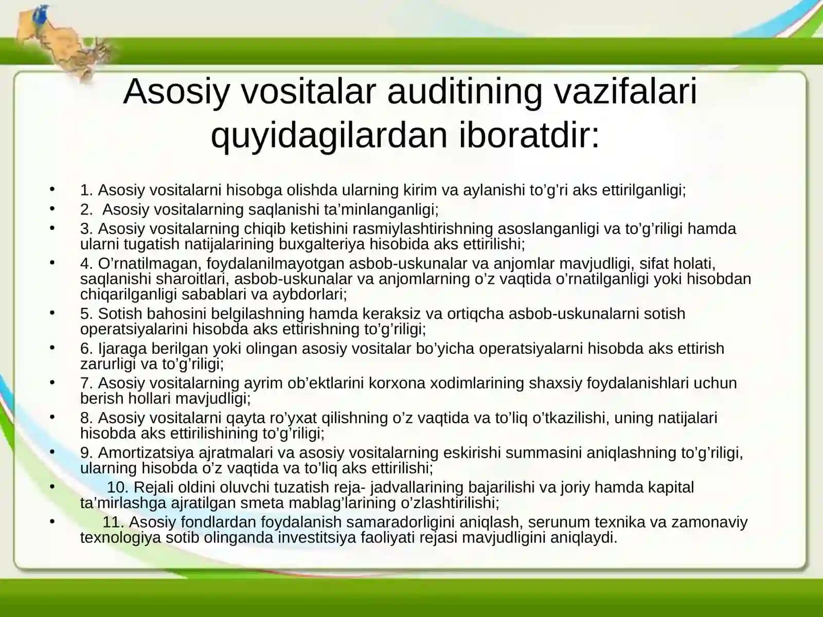 Asosiy vositalarni hisobga olish vazifalari 4