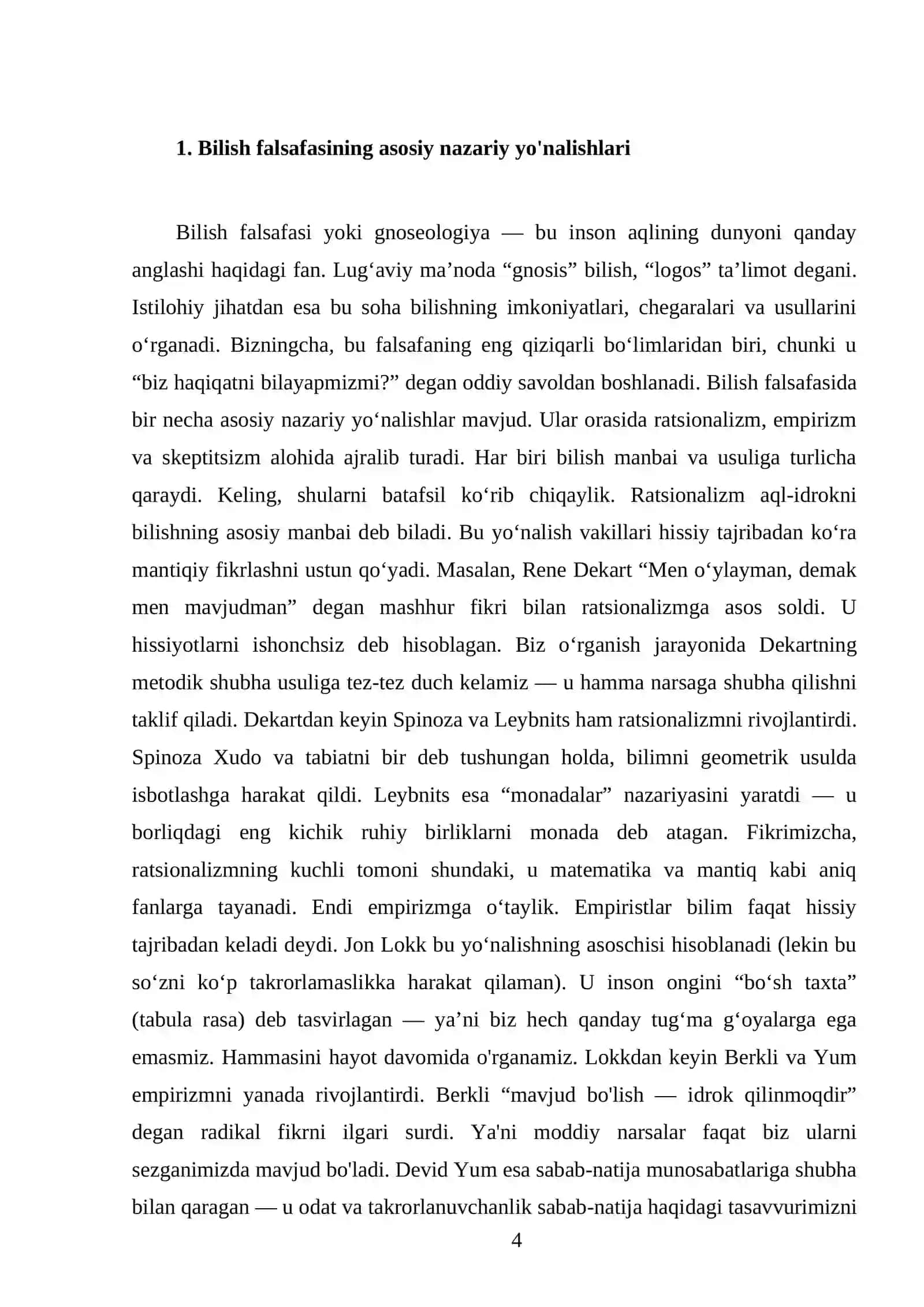 Bilish falsafasi 4