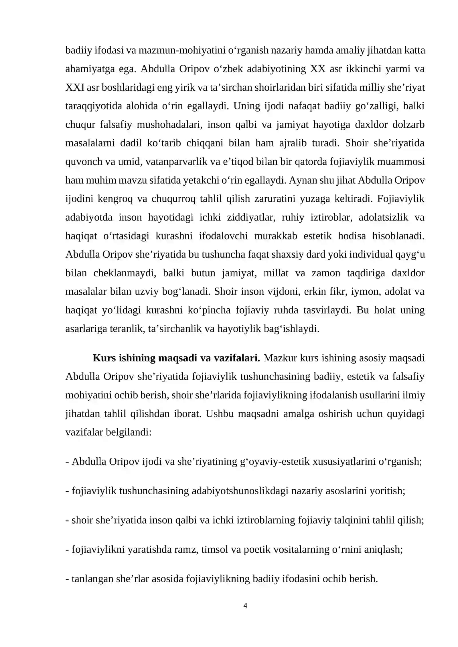 Abdulla Oripov she’riyatida fojiaviylik 4