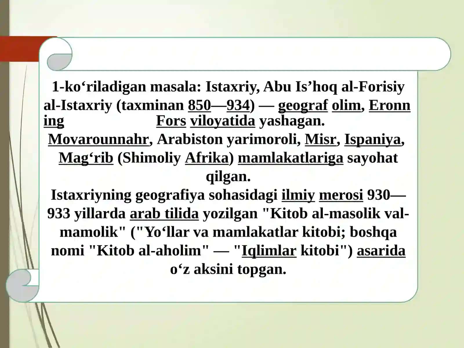 Istaxriyning kitob al-masolik val-mamolik asari 4