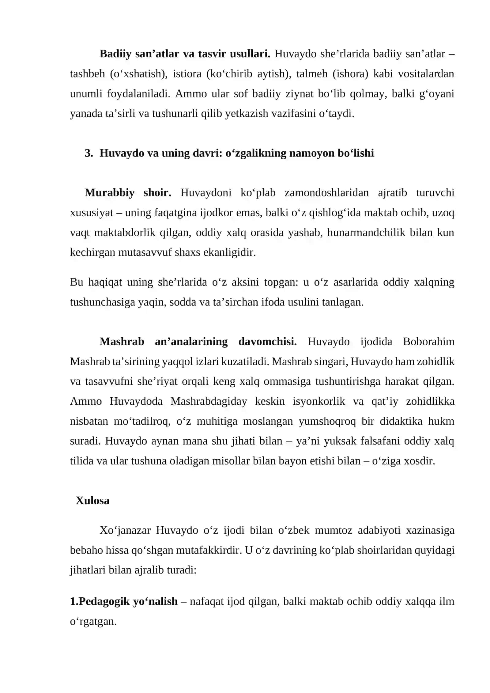 Xoʻjanazar Huvaydo ijodida oʻziga hoslik 4