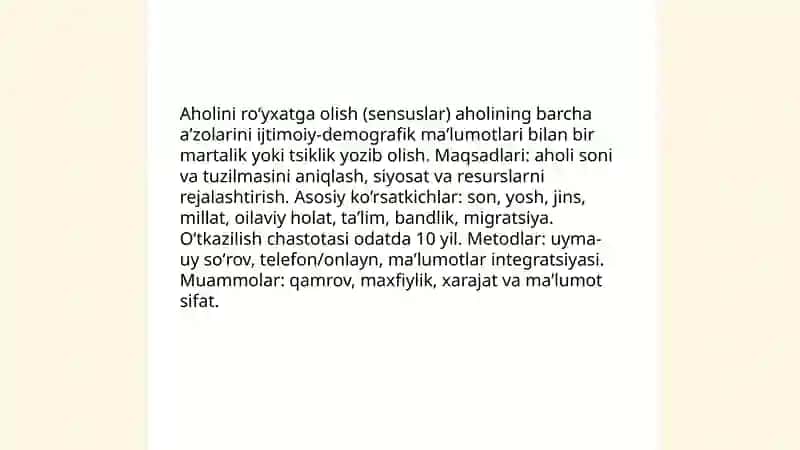 Aholi statistikasi 4